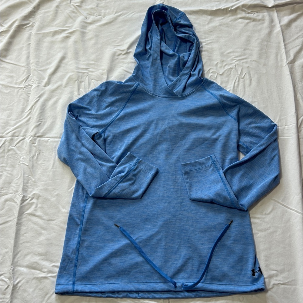 Under Armour Heat Gear Womens Heathered Blue Active Hooded Pullover MEDIUM